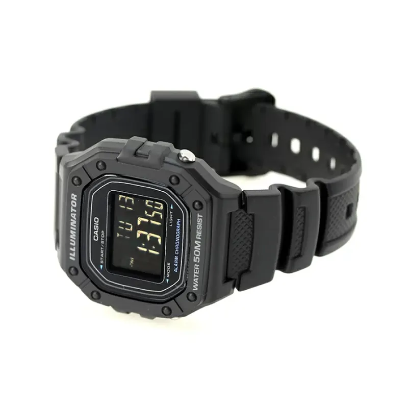 Casio Standard Digital Black Dial Resin Men's Watch- W-218H-1AV
